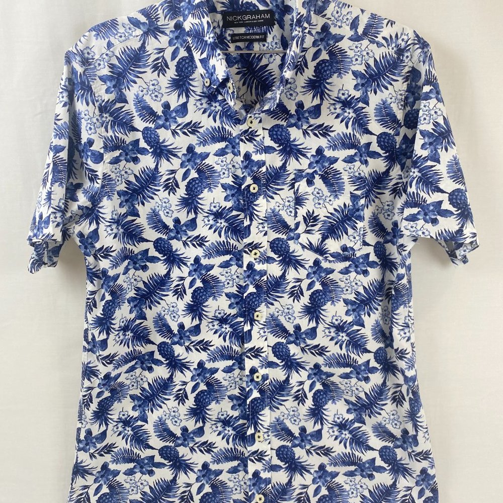 Nick Graham Men's Large Short Sleeve Floral Design Shirt